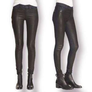 Rag & Bone Hyde Lamb Leather Skinny Jean Combo Essex Wash Denim